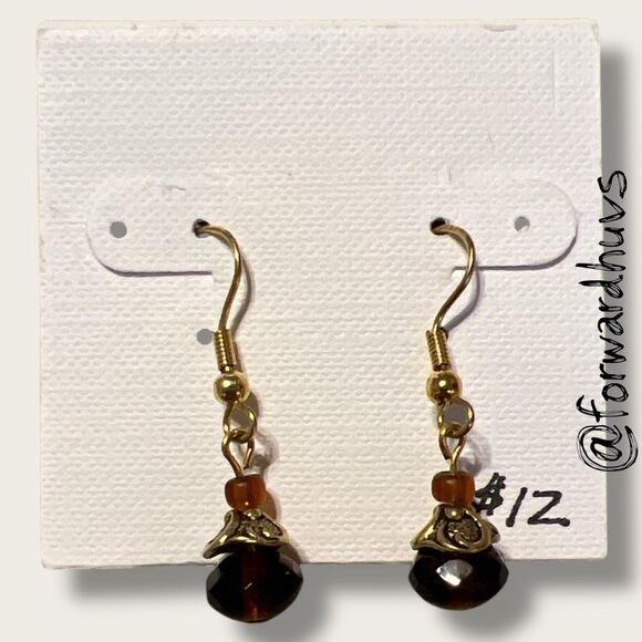 Bundle Sale 3 for $15 | Hand Crafted Amber Colored Bead Earrings - Picture 1 of 6